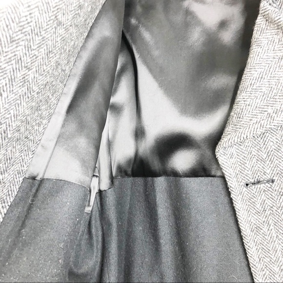 🌿 London Fog Gray Black Chevron Herringbone Coat - Picture 7 of 12